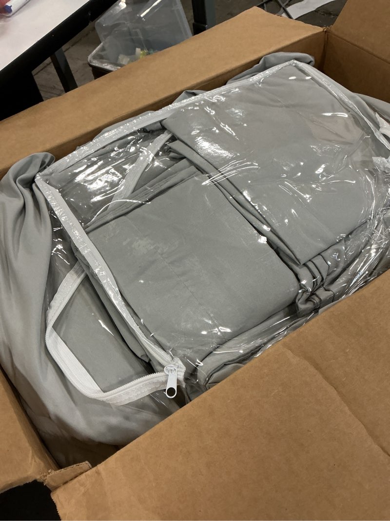 Condition photo showing As Is for CozyLux King Size Comforter Set Light Grey - 7 Pieces Bed in a Bag King, Luxury Soft Bed Set for All Seasons, Bedding Set with Down Alternative Comforter, Sheets, Pillowcases & Shams Light Grey King