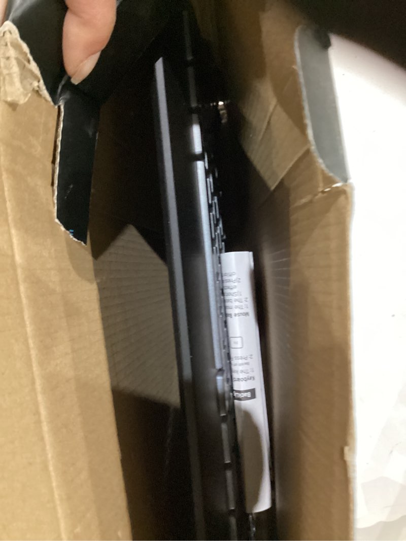 Condition photo showing As Is for hamile wireless keyboard and mouse combo:rgb backlit effects,ergonomic full size silent keyboard,wrist rest,2.4g rechargeable with phone holder compatible with windows, mac,pc,laptop, black