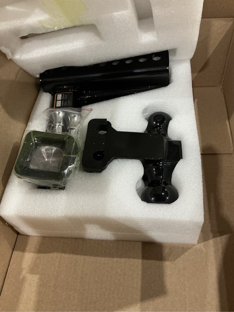 Condition photo showing New/Like New for adjustable trailer hitch -drop hitch-tow hitch with 2 inch receiver-6inch drop/rise, 2" & 2-5/16" ball hitches for trucks, 20,000 lbs gtw, trailer hitches with anti-theft pin, black…