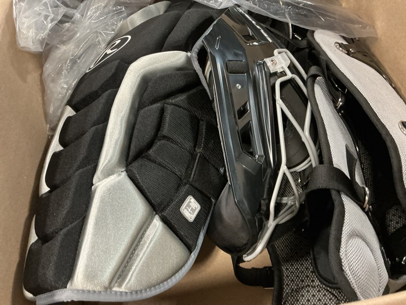 Condition photo showing Good Condition for rawlings | renegade series baseball catcher's set | nocsae certified | adult | intermediate | youth | multiple colors intermediate | ages 12-15 black/silver