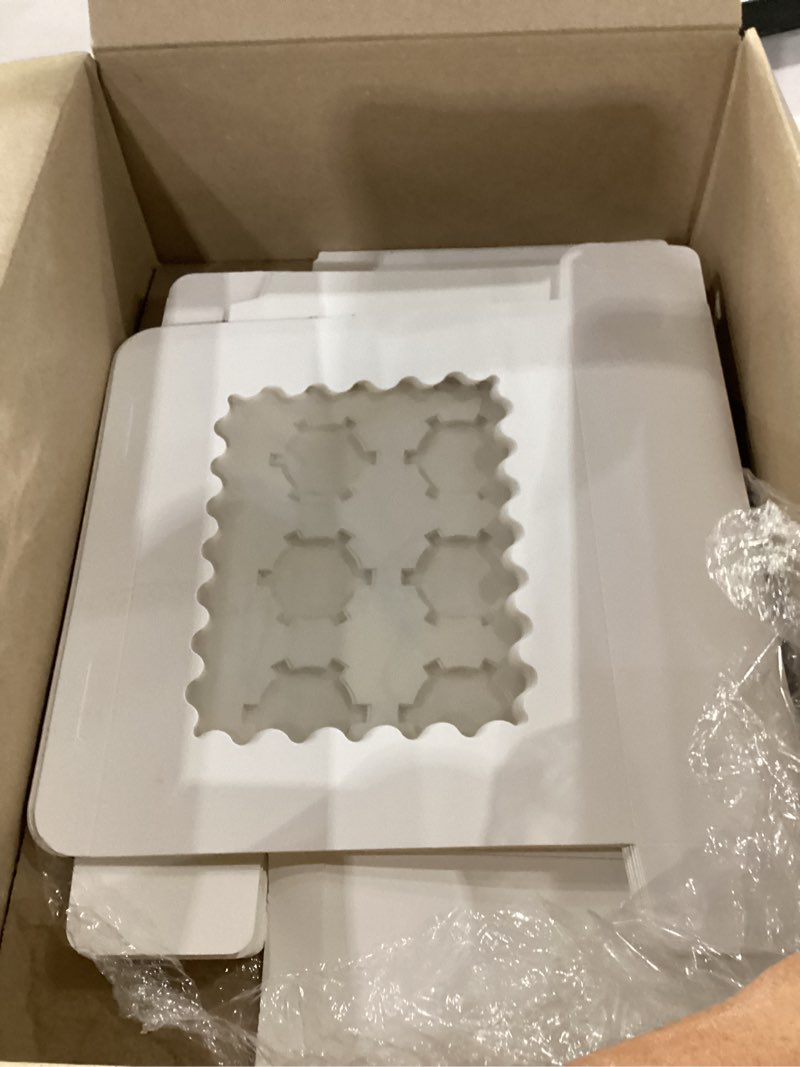 Condition photo showing As Is for only 6****rarapop 6 pack cupcake boxes hold 12 standard cupcakes, food grade cupcake holders bakery carrier boxes with windows and inserts for cupcakes, muffins and pastries white-6pack