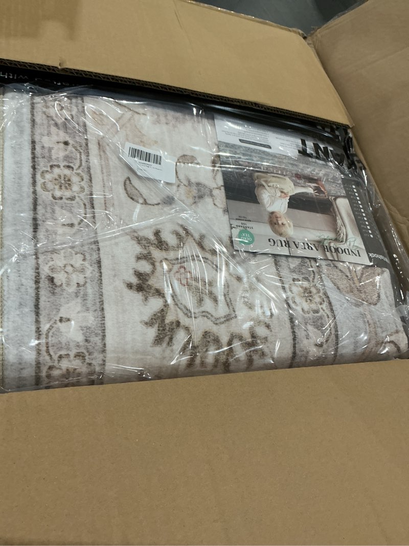 Condition photo showing Good Condition for witshock 8x10 area rugs for living room: machine washable non slip vintage carpet - low pile lightweight print rug for bedroom dining room kitchen table - stain resistant for household (light blue) light blue/light ivory/beige 8' x 10' (rectangular)