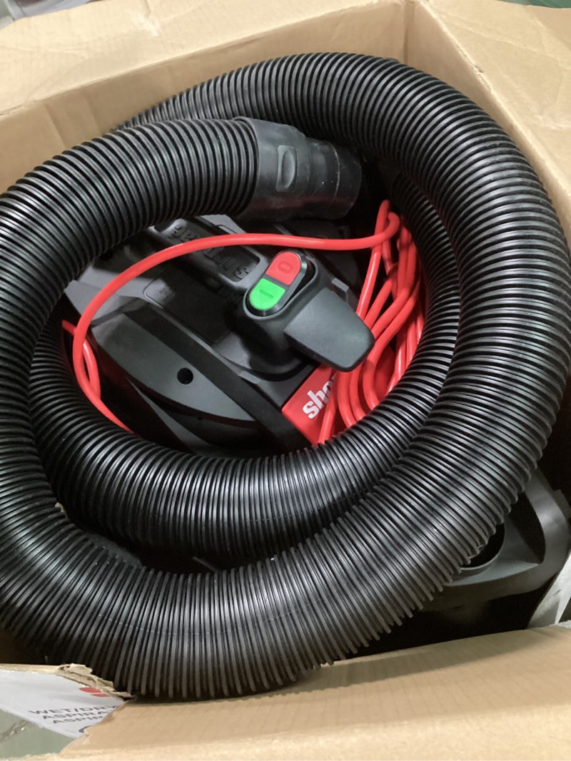Condition photo showing As Is for ( incomplete missing some accessories) Shap.vac 12 gallon wet/ dry vacuum