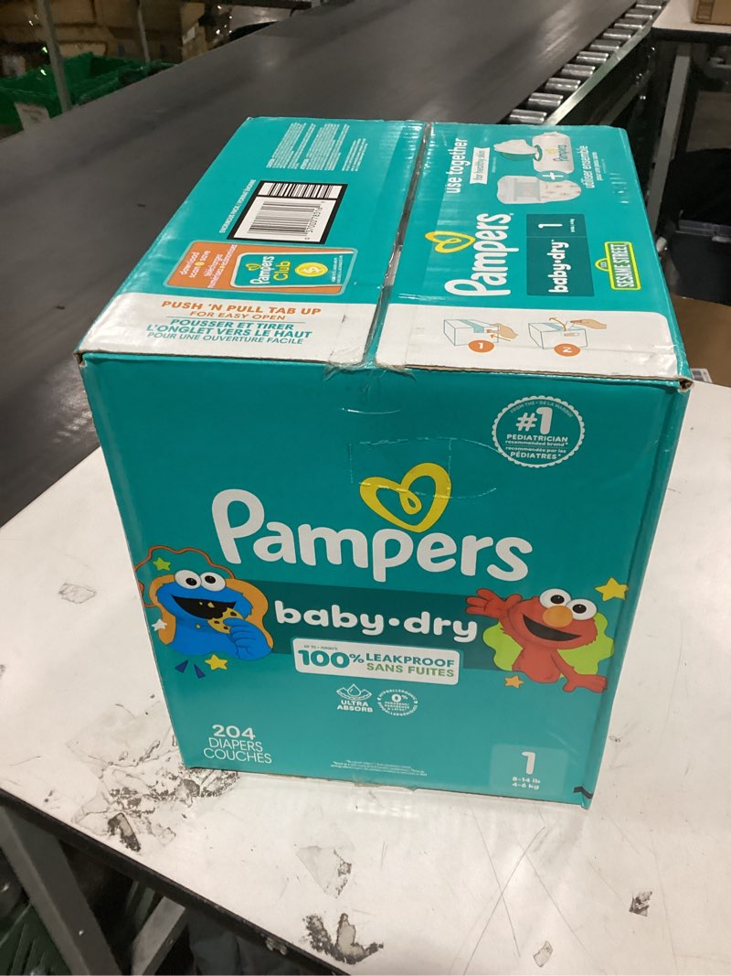 Condition photo showing New/Like New for Pampers Diapers - Baby Dry - Size 1, 204 Count, Absorbent Disposable Infant Diaper (Packaging May Vary) Size 1 204