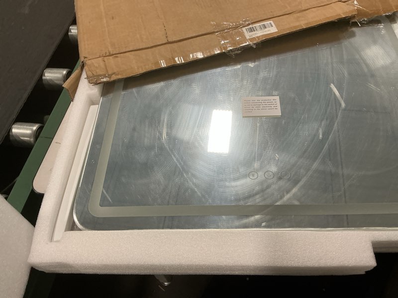 Condition photo showing Good Condition for Hasipu Vanity Mirror with Lights, 22" x 18" LED Makeup Mirror, Light up Mirror with Smart Touch 3 Colors Dimmable, Brightness Adjustment, 360° Rotation (White) White 22"L x 18"W