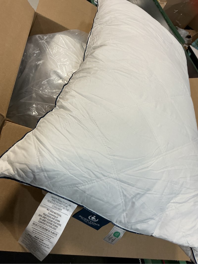 Condition photo showing As Is for Size 20in X 36in Goose Feather Down Bed Pillows Set of 2 Hypoallergenic Medium Support Sleep New