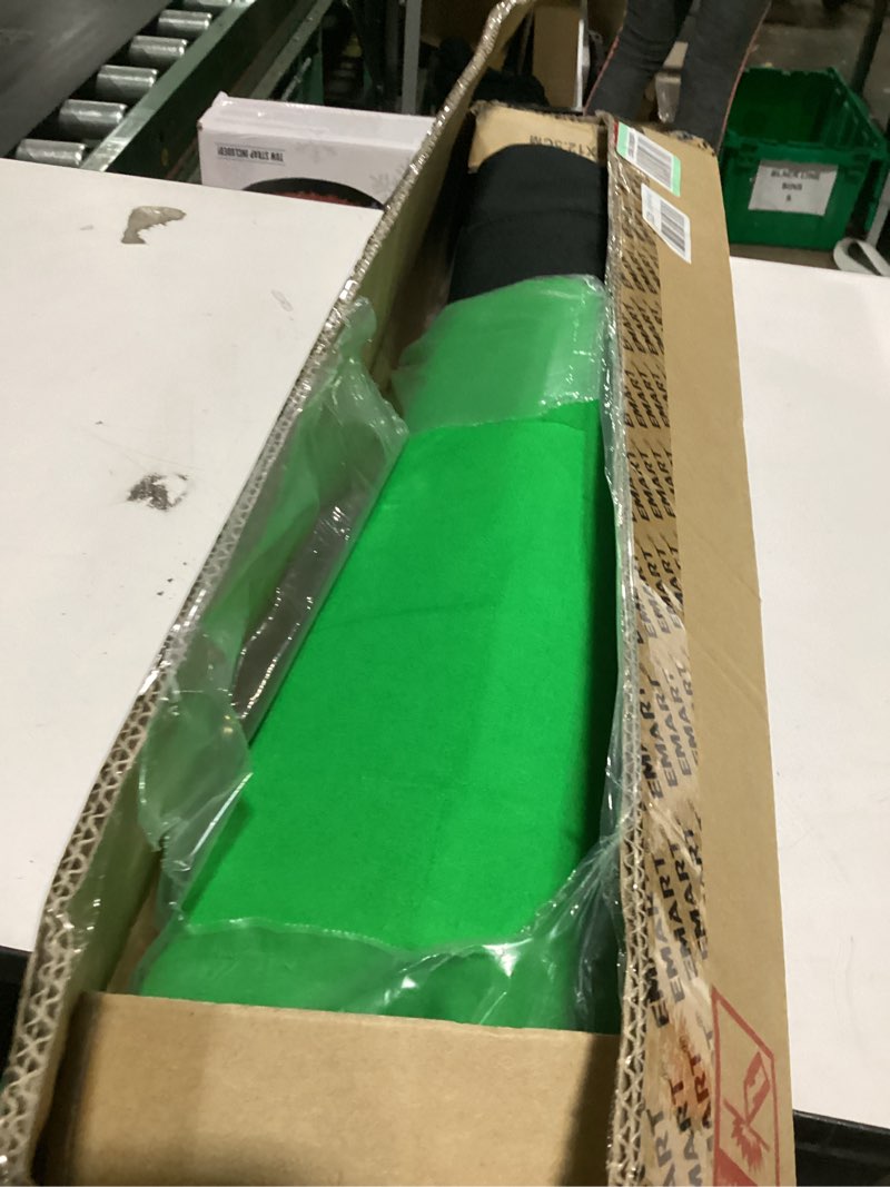 Condition photo showing As Is for emart 8.5 x 10ft green screen backdrop kit with tripod stand, photography background support system with 10 x12ft 100% cotton muslin chromakey backdrop for photo studio, video shooting, live streaming 8.5*10ft stand/10*12ft backdrop green