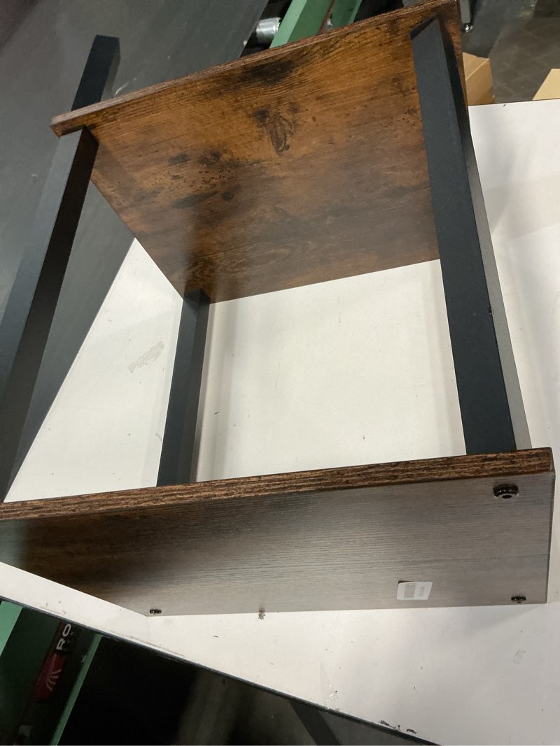 Condition photo showing As Is for (Incomplete) defective) TUTOTAK End Table, Set of 2, Side Table, Nightstand, 2-Tier Storage Shelf, Sofa Table for Small Space, Living Room, Bed Room TB01BB035 Brown and Black 2