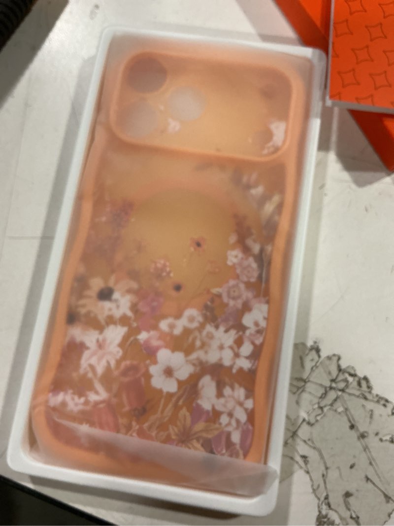 Condition photo showing New/Like New for gviewin for iphone 17 pro max case compatible with magsafe [curly wave edge][full camera protection] floral translucent shockproof magnetic women phone case for 17 pro max, campanula/orange campanula/orange for iphone 17 pro max (6.9", 2025)