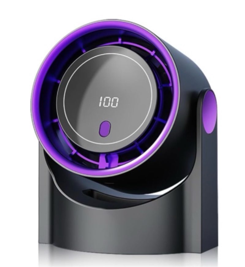 Table Fans, 100 Speeds Wall-Mounted Desk Fan Ultra Quiet, Battery&Speed Mode LED Display Rechargeable Motor Fan, 180°Wide Angle, 2000mAh Portable Fan for Office Bedroom Home Kitchen (Dark)