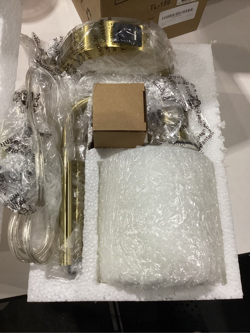 Condition photo showing New/Like New for gliti industrial table lamp, gold, copper color, led, aluminum, stepless dimmable, usb ports, ac outlet, frosted glass shade, eye-caring, bedside nightstand, desk, office, living room, bedroom