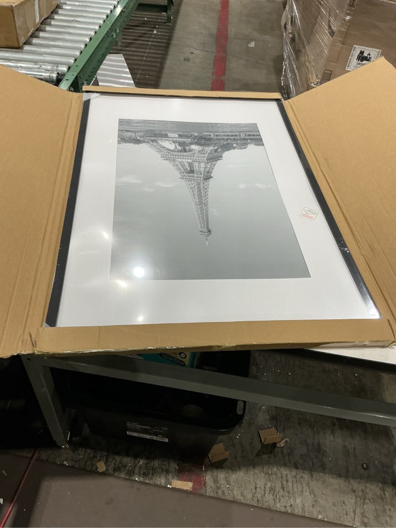 Condition photo showing Good Condition for upsimples 22.375 x 34 poster frame, display pictures 16x24 with mat or 22.375x34 without mat, wall hanging photo frame, black, 1 pack black 22.375x34