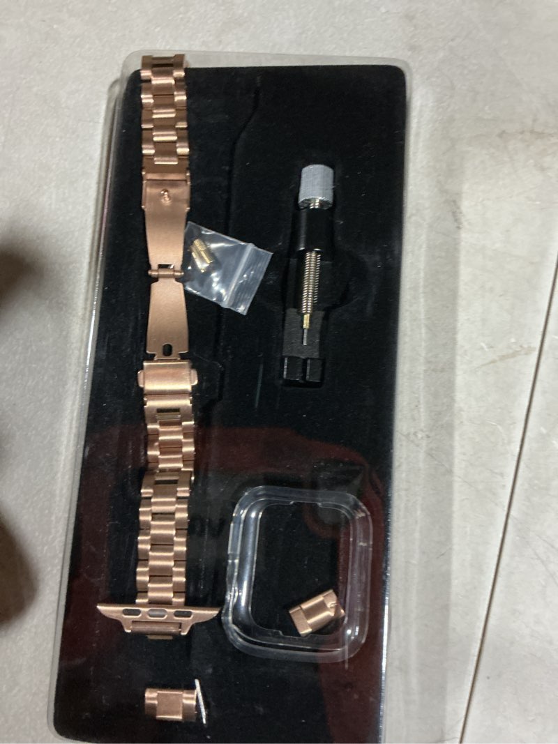 Condition photo showing Good Condition for Tasikar Thin Band Compatible with Apple Watch Band 49mm 46mm 45mm 44mm 42mm Women Stainless Steel Metal Replacement Strap Compatible with iWatch Ultra 3 2 1 SE Series 11 10 9 8 7 6 5 4 3, Rose Gold Rose Gold 44mm/45mm/46mm/49mm/42mm(Series 3 2 1)
