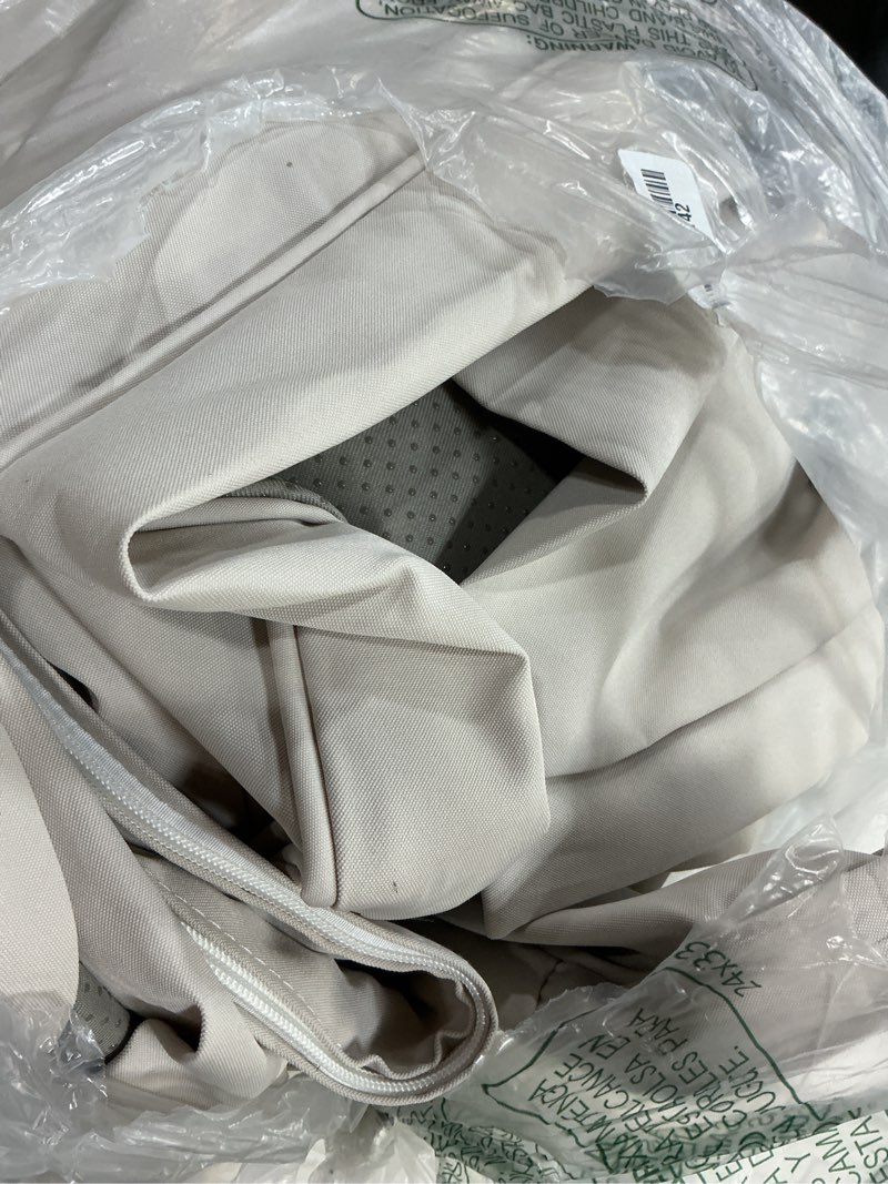 Condition photo showing As Is for outdoor cushions covers for patio furniture, patio cushion covers replacement with zipper, outdoor cushion covers waterproof & fade resistant,14 pieces (off-white, 25.6x25.6x4inch) off-white 25.6x25.6x4inch