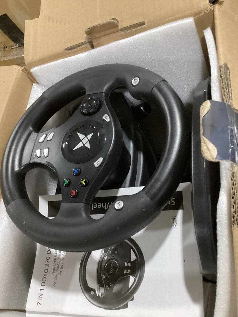Condition photo showing Good Condition for doyo steering wheel with pedals for pc/xbox/ps4/switch – 270° racing wheel, gaming steering wheel with gear shifter, dual vibration, clamp mount, driving simulator for sim racing