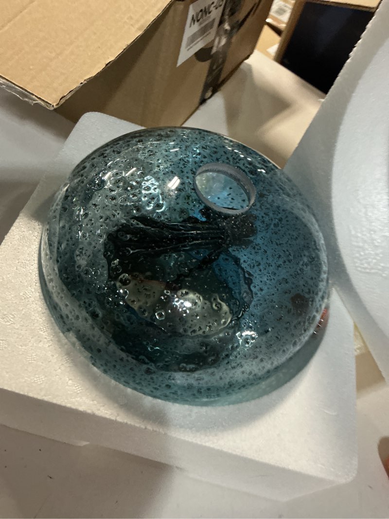 Condition photo showing Good Condition for casamotion glass pendant lights kitchen island modern farmhouse blue ceiling hanging light fixtures globe over table sink foyer entryway brushed nickel 8.7 inch diam marble blue 1 pack