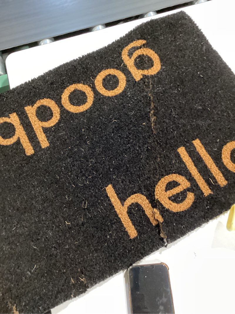 Condition photo showing As Is for style selections 18-in x 30-in natural non-slip grip indoor or outdoor door mat