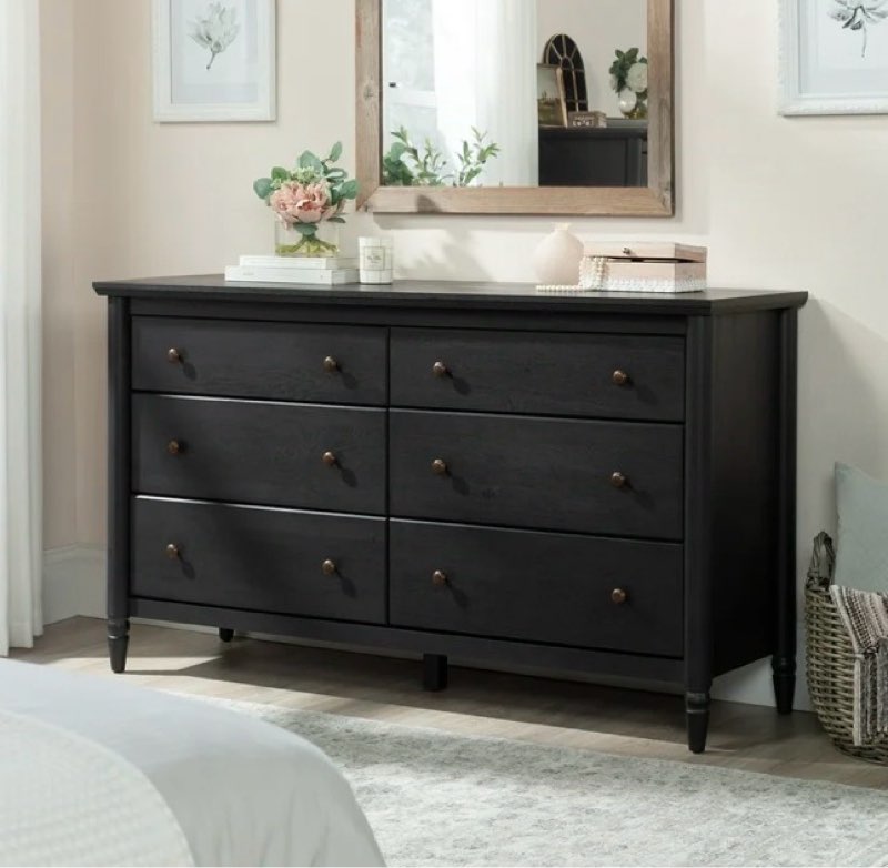 my texas house monroe 6-drawer dresser, raven black oak finish