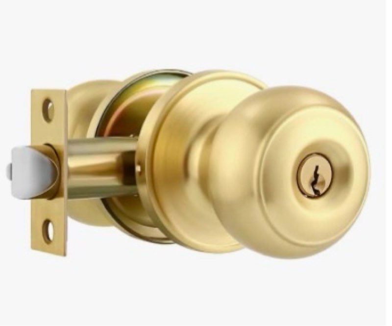 Karlstone 4 Pack Gold Ball Door Knob, Satin Brass Round Front Door Handle Gold Entry Door Lock for R