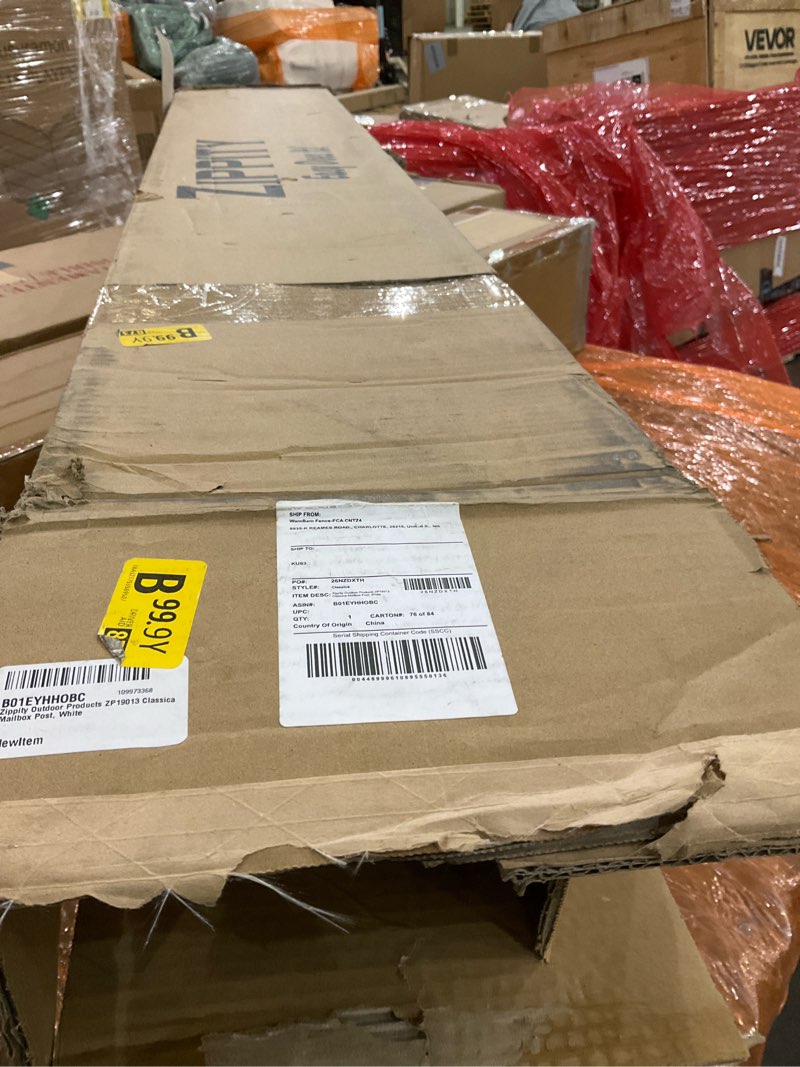 Condition photo showing As Is for Zippity Outdoor Products ZP19013 Classica Mailbox Post, White