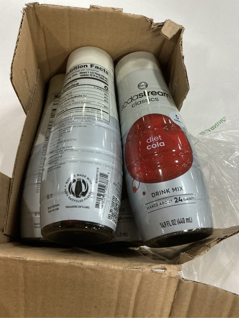 Condition photo showing New/Like New for SodaStream Diet Cola, 14.9 Fl Oz, Pack of 4 (Packaging May Vary) Cola Diet 14.9 Fl Oz (Pack of 4)