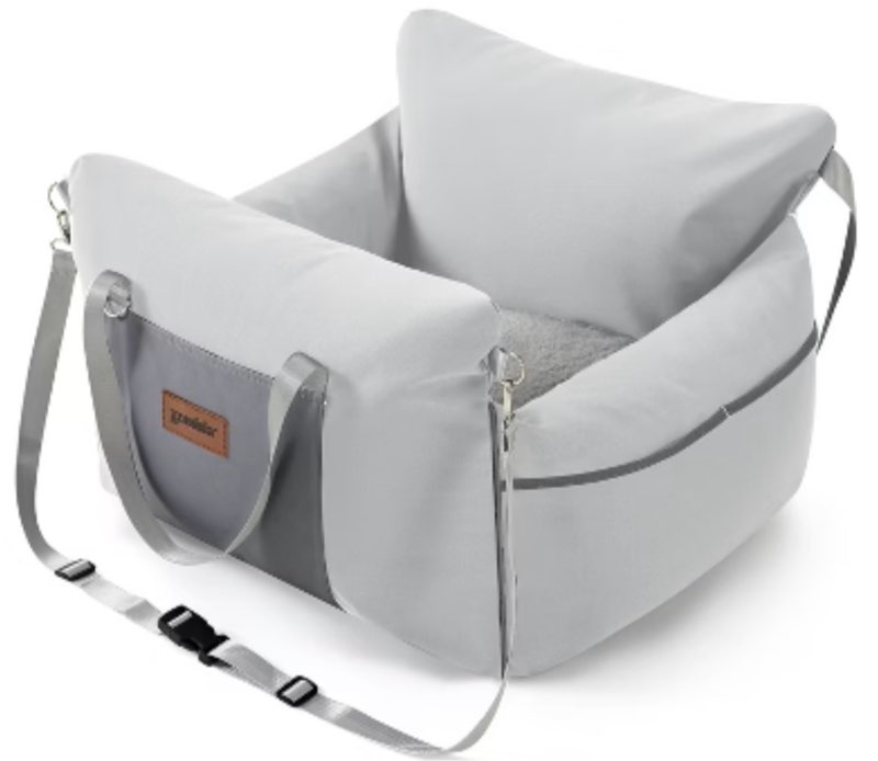 Product used, Dog Car Seat for Medium/Large Dog Booster Seat Under 60 lbs or 2 Small Dogs, Multi-Functional Pet Car Seat with Thick Cushion, 2 Safety Leashes (Gray)