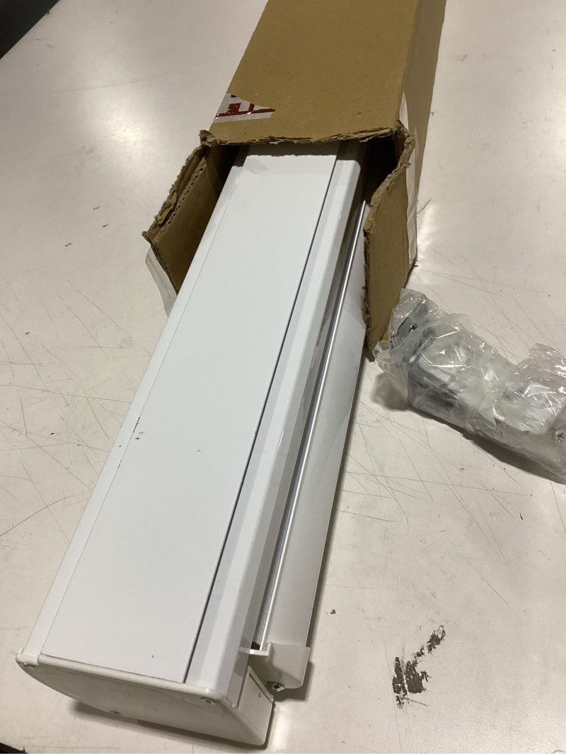 Condition photo showing As Is for Shadesu Cordless Zebra Blinds for Windows, 29.5" W x 72" H, White, Dual Layer Free-Stop Zebra Shades