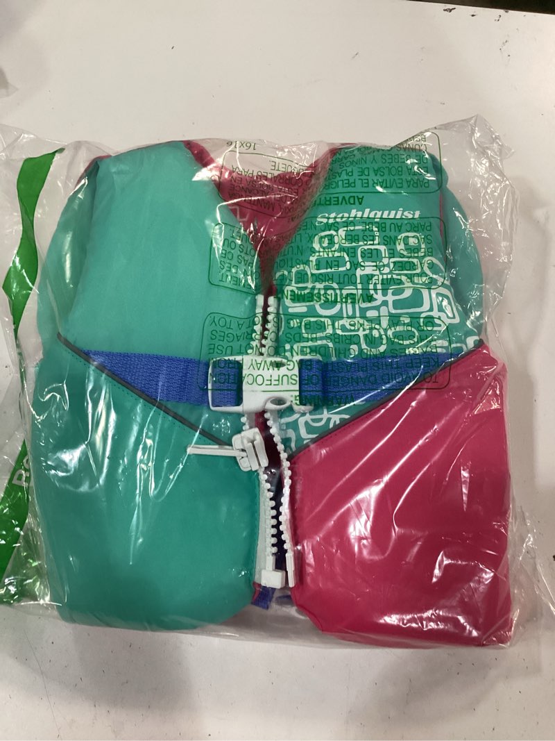 Condition photo showing Good Condition for stohlquist infant life jacket, us coast guard approved, type ii life vest (20-30 lbs) for babies and toddlers, support collar with grab handle, pfd for pools, lakes and boating aqua/pink