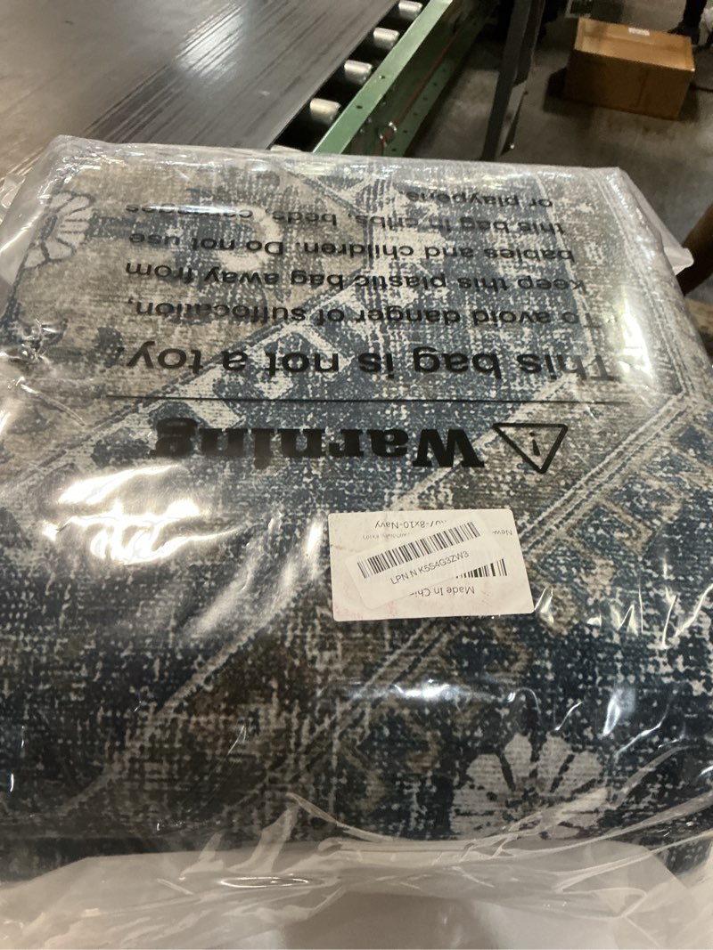 Condition photo showing New/Like New for Rugland 8x10 Area Rugs - Stain Resistant Washable Rug, Anti Slip Backing Rugs for Living Room, Vintage Tribal Area Rugs (TPR07-Navy, 8'x10') Tpr07-navy 8' x 10' (Rectangular)