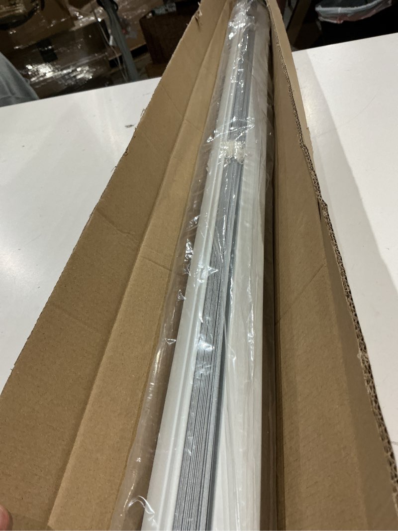 Condition photo showing As Is for aluminum mini blinds for windows cordless horizontal window shades for light adjustment, metal venetian blinds waterproof for bedroom, bathroom, 42" w x 64" h, white white 42"w x 64"h