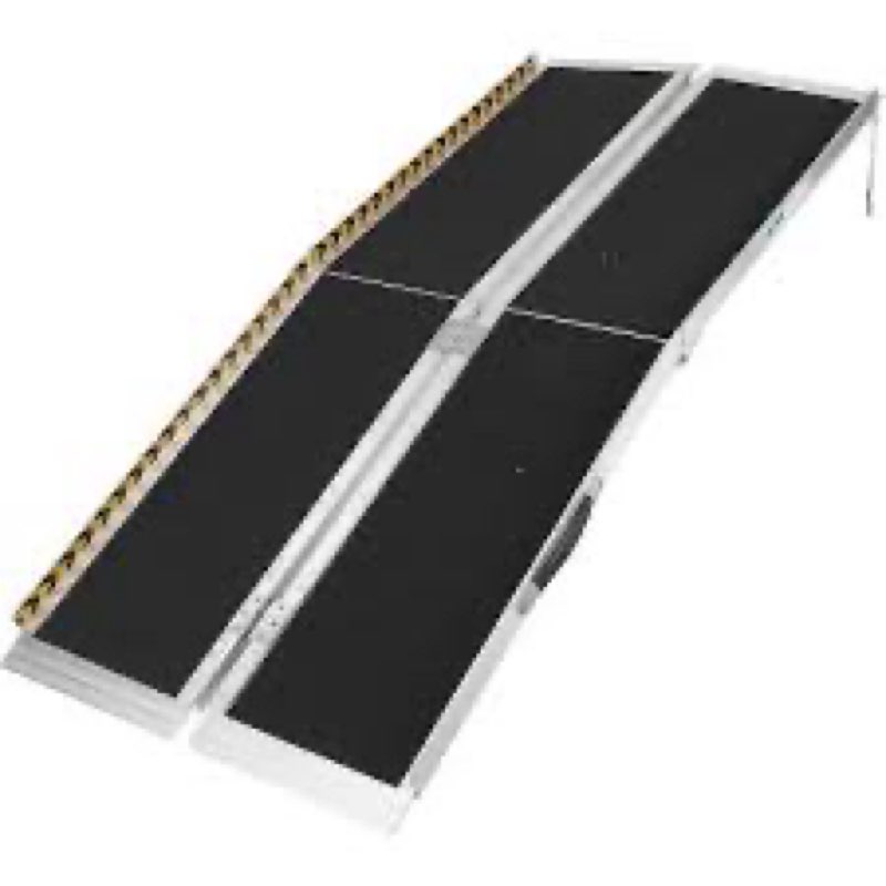 heavy duty 6 ft wheelchair ramp - 600 lbs weight capacity, non-skid aluminum ramp with reflective st