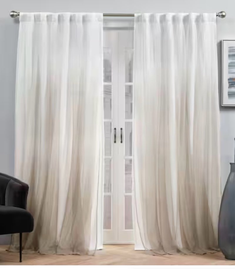 Crescendo Champagne Ombre Lined Room Darkening Hidden Tab / Rod Pocket Curtain, 52 in. W x 84 in. L (Set of 2)