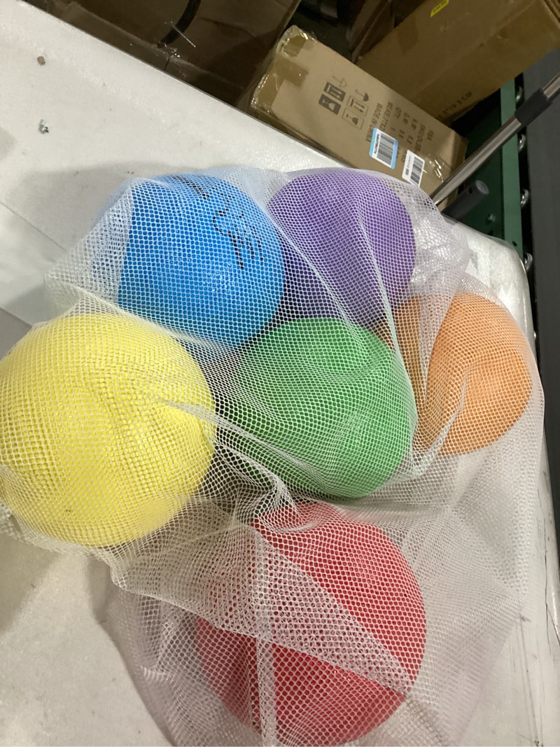 Condition photo showing As Is for Champion Sports Rhino Skin Dodgeball Set – 6 Soft Foam Dodgeballs with Tear-Resistant Coating, Grip Surface, Low Bounce, Mesh Bag, Indoor & Outdoor Playground or PE Class Ball Set – 6” or 7” 7" Set of 6