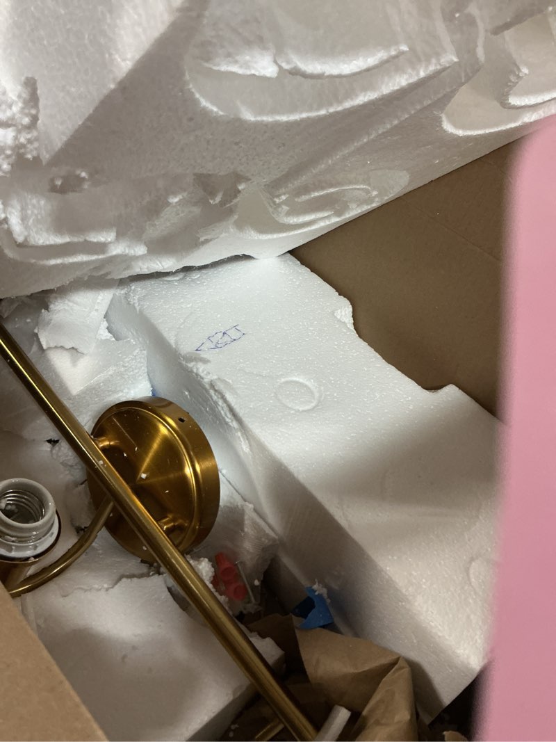 Condition photo showing As Is for bathroom light fixtures (3-light, 20 in), brushed gold vanity lights for bathroom with ribbed amber tulip glass shade, vintage vanity wall lights for mirror bedroom living room hallway tulip amber-brushed gold 3-light