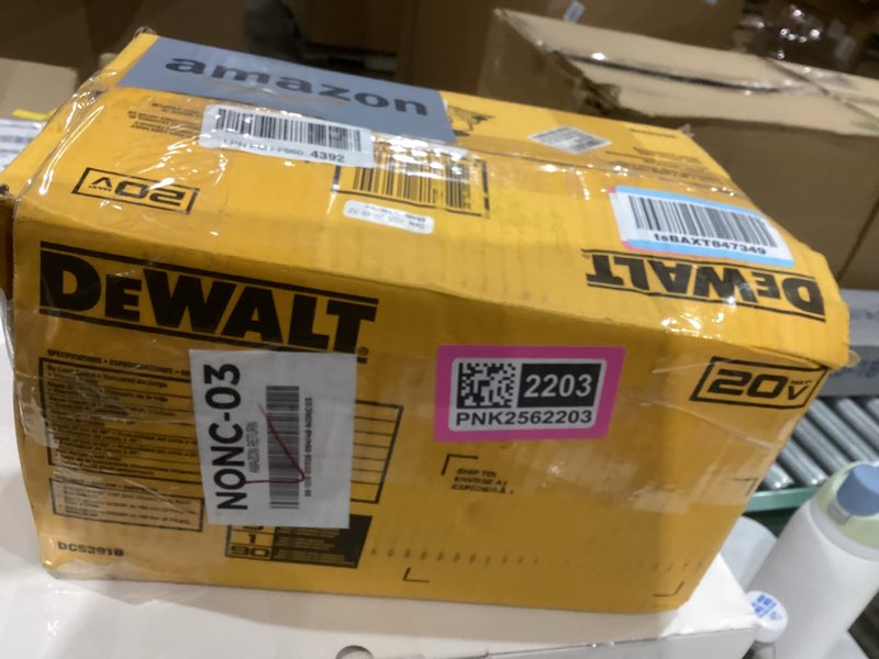 Condition photo showing As Is for DEWALT 20V MAX Circular Saw, Cordless Sidewinder Style Portable, 6-1/2-Inch Blade, 5150 RPM, 0-50 Degree Bevel Capability, Battery Not Included (DCS391B) Yellow 6-1/2 inches