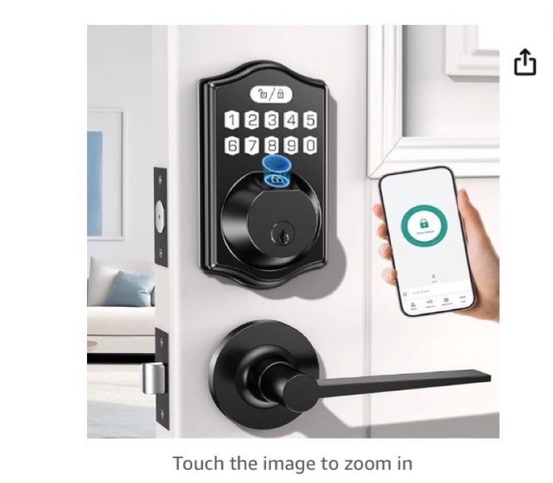 keyless entry door lock deadbolt with handle set- front door fingerprint smart locks with 2 lever handles-keypad code deadbolt -app control,auto lock,easy to install