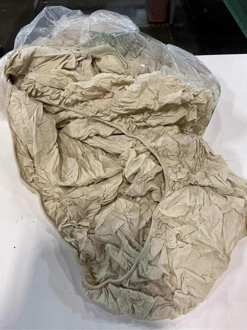 Condition photo showing As Is for simple&opulence linen fitted sheet (1 piece) - 14 inch deep pocket mattress cover natural flax cotton blended soft breathable bedding - linen, queen size queen linen