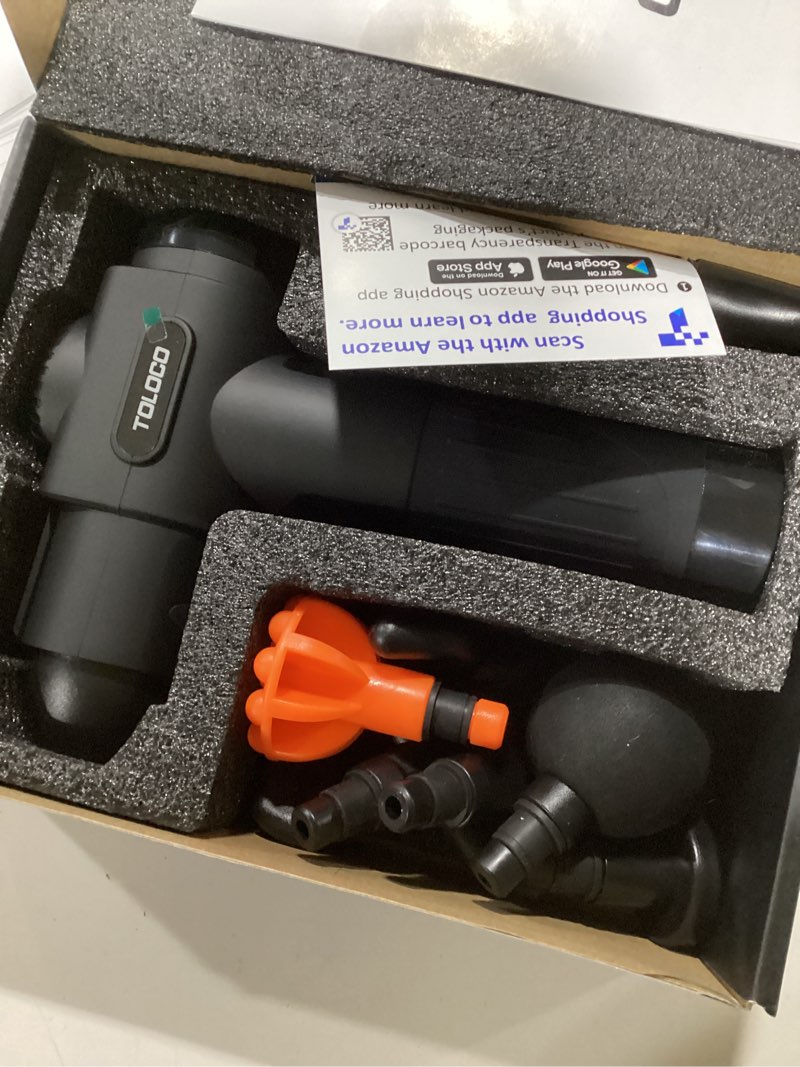 Condition photo showing New/Like New for TOLOCO Massage Gun, Deep Tissue Back Massage for Athletes for Pain Relief, Percussion Massager with 10 Massages Heads & Silent Brushless Motor, Valentines Day Gifts for Him Her, Black