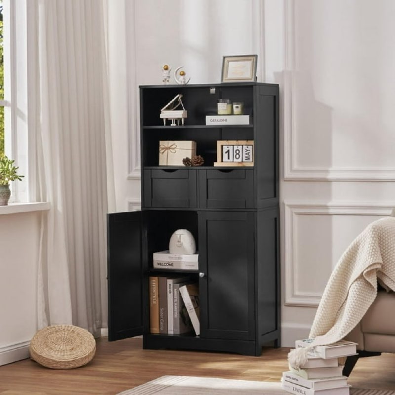 FANGSUM Tall Bathroom Cabinet, Storage Cabinet with Adjustable Shelves for Living Room, Home Office