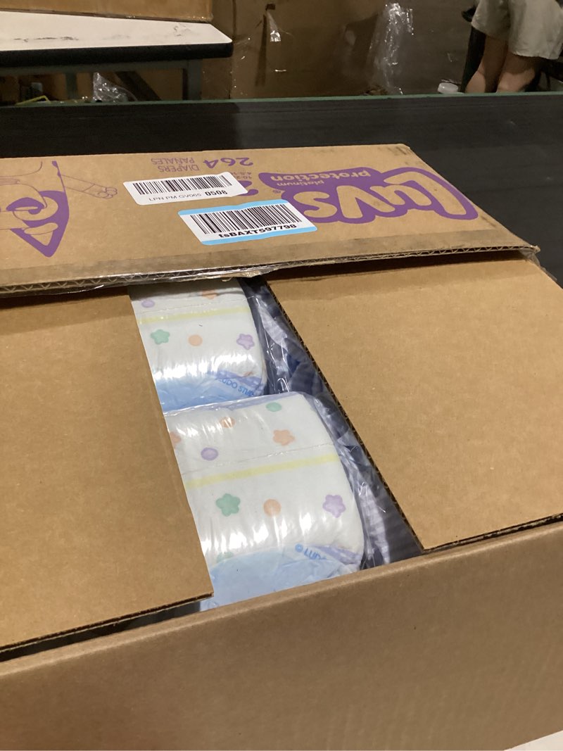 Condition photo showing New/Like New for luvs size 2 baby diapers, platinum protection bluey diapers for day & night, size 2, 264 count (packaging may vary) size 2 264
