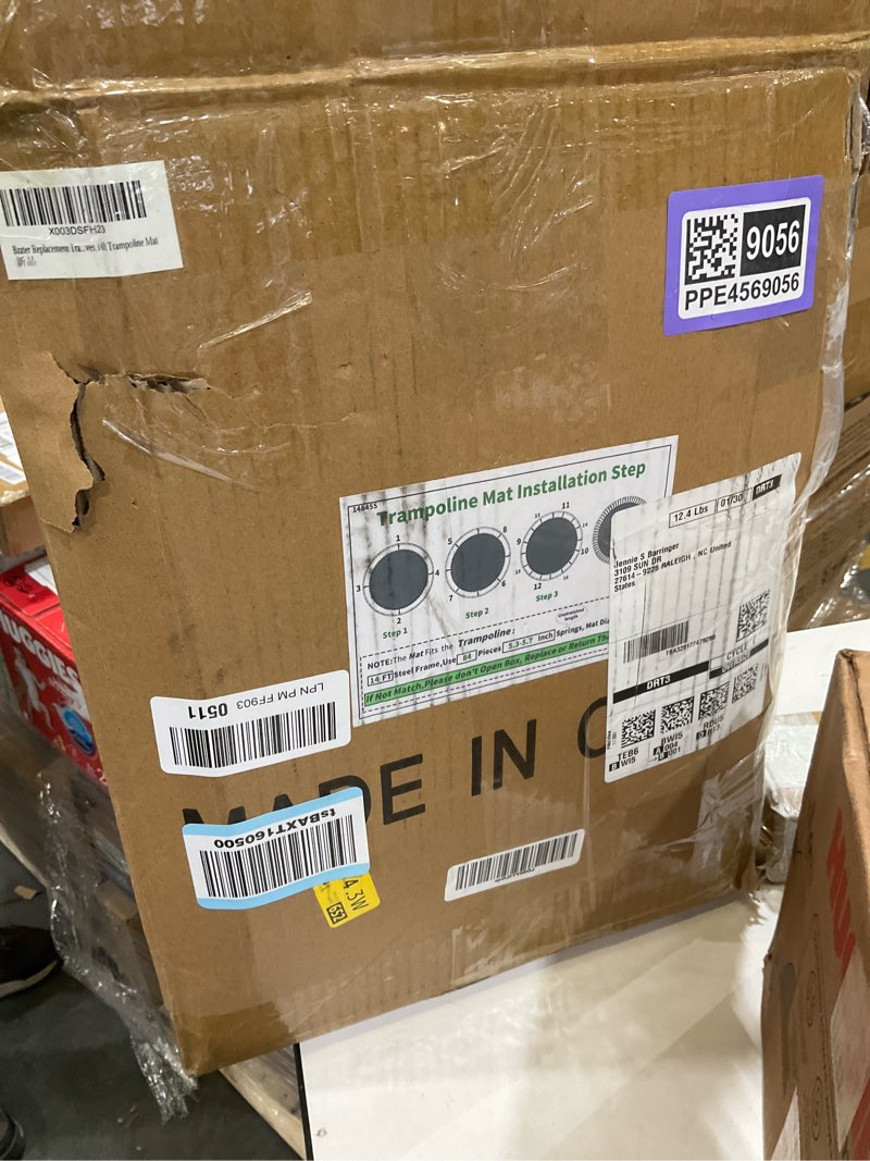 Condition photo showing New/Like New for Trampoline Replacement Mat,Fits 14ft Round Frame,with 72 80 84 88 96 Rings for Choose,Fits 5.3-7 Inch Springs,10 Rows of Stitching,w/Pull Hook and Gloves,14ft Trampoline Mat