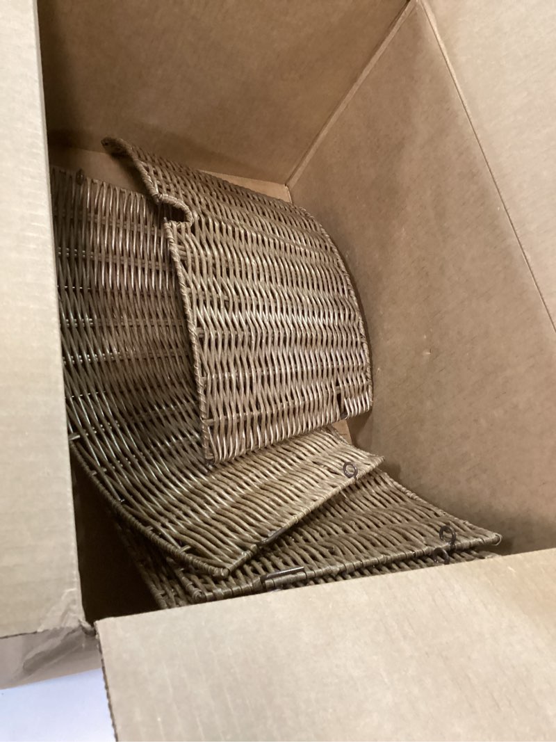 Condition photo showing Good Condition for Sweetcrispy Christmas Tree Collar, Wicker Tree Collar for 6-9ft Trees, 4-Piece Wicker Base Cover, Brown Brown 27IN