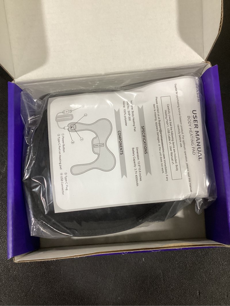 Condition photo showing New/Like New for Heated Neck Wrap, Cordless Electric Heating Pad for Neck & Shoulder Pain Relief, Portable Heating Pad Mini for Relief of Sore Muscles (Black)