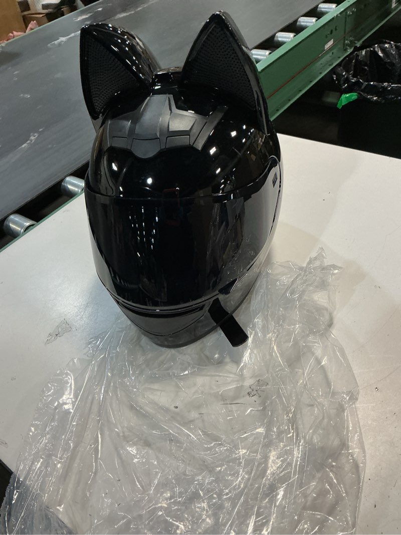 Condition photo showing Good Condition for adult personalized cat ear motorcycle helmet,men and women cool cat locomotive motorcycle full face helmet,dot/fmvss-218 certification standard,suitable for all seasons black medium