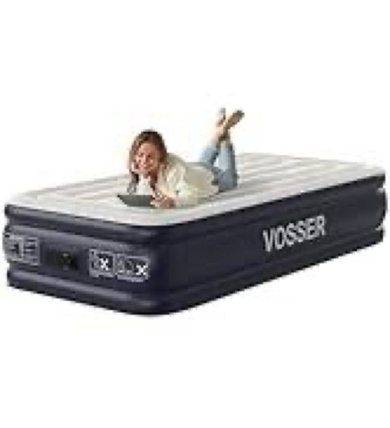VOSSER Air Mattress Full with Built in Pump,18''Inflatable Mattress of Upgraded Vertical Beams,Self 