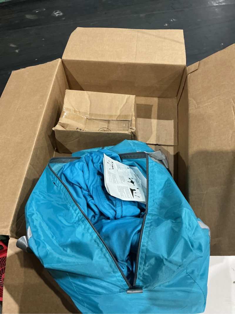 Condition photo showing As Is for commouds portable upf 50+ beach canopy [sky blue