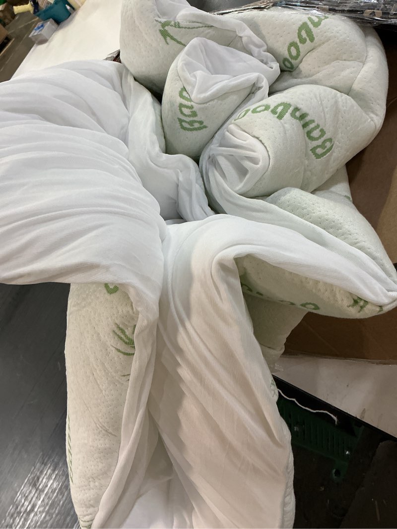 Condition photo showing As Is for ultra soft twin size mattress topper - viscose made from bamboo pillow top mattress pad for back pain relief - naturally cooling for hot sleepers, green green twin