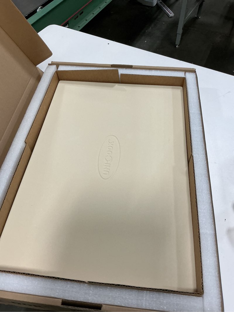 Condition photo showing Good Condition for unicook large pizza stone for oven 20 inch, rectangular baking stone 20" x 13.5" x 0.6", heavy duty cordierite bread pan, thermal shock resistant, ideal for baking large or 2 personal pizzas 20 x 13.5 inch