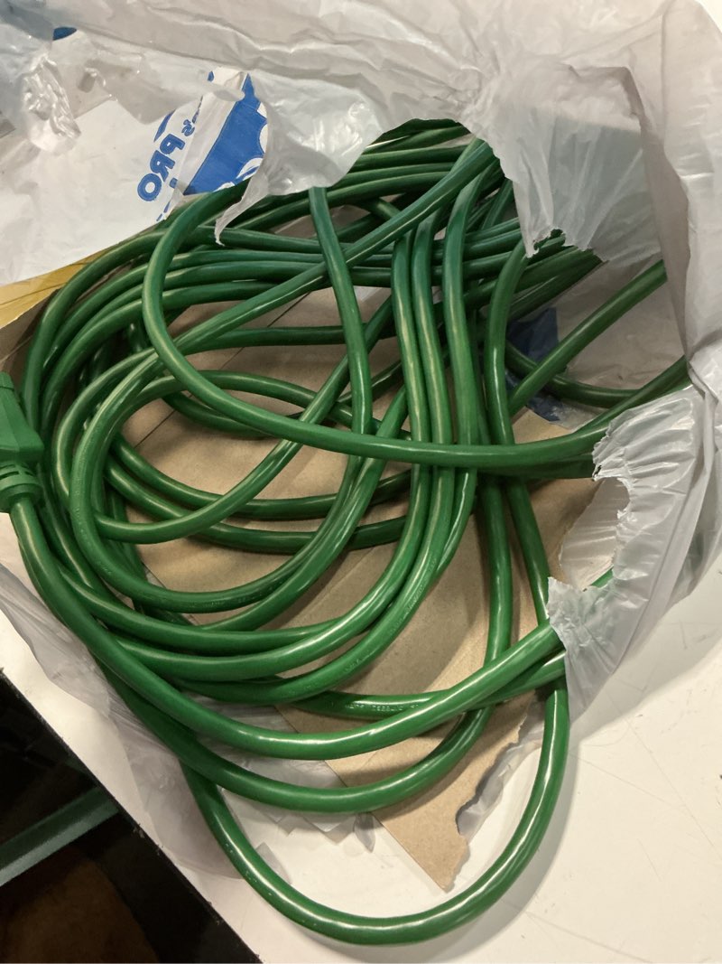 Condition photo showing As Is for utilitech 40-ft 16 / 3 light duty 3 prong green outdoor extension power cord