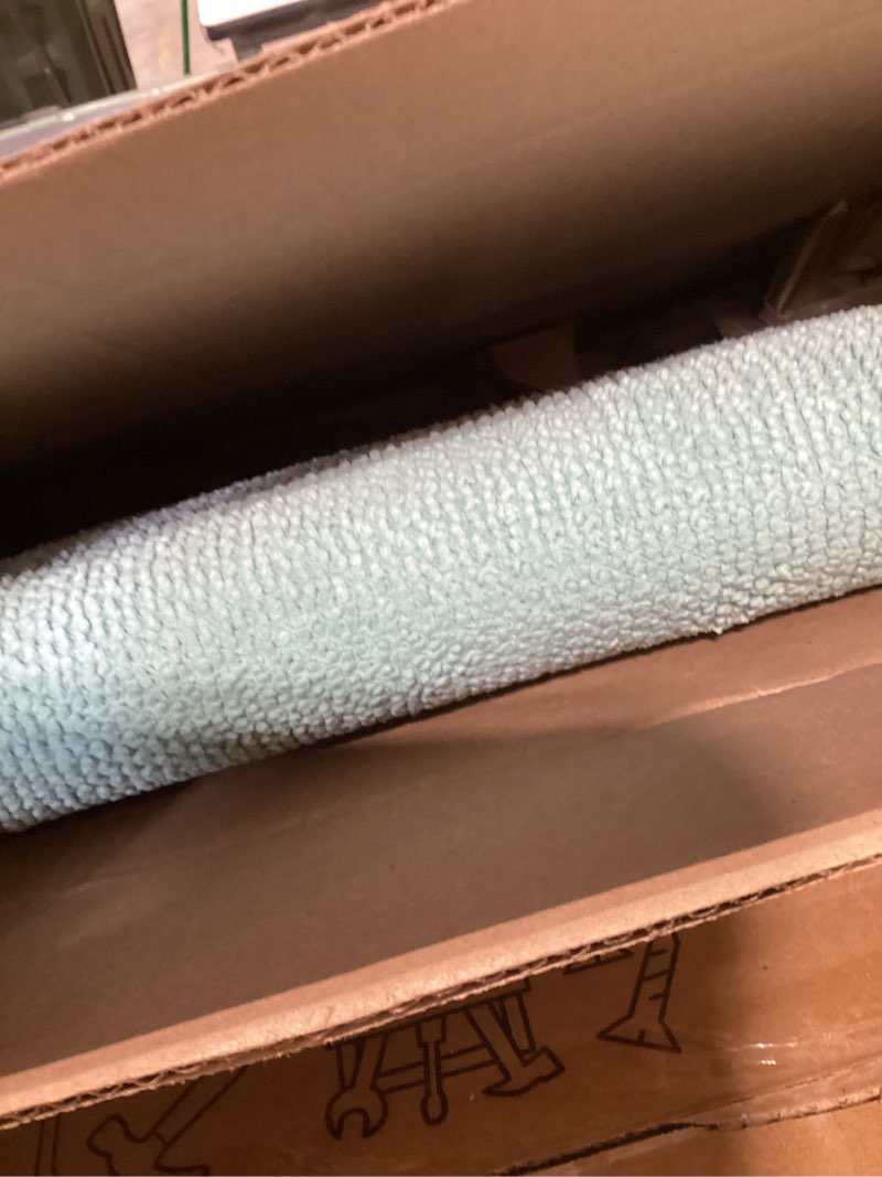 Condition photo showing As Is for olanly thick memory foam bath mat rug 36x24, extra soft absorbent bathroom rug, quick dry bath mats, non-slip, machine washable carpet for bathroom, tub and shower, home decor accessories, aqua sky aqua sky rectangular 36" x 24"